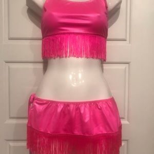 Pink Tie Up Skirts set